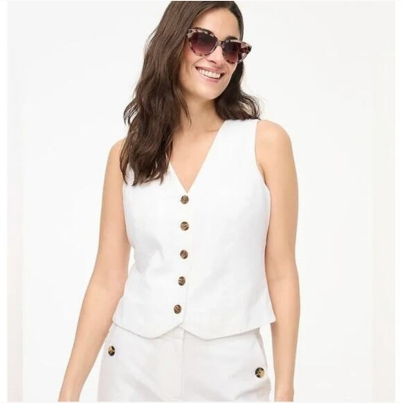 J. Crew Factory Jackets & Blazers - NWT J Crew Linen Vest White Large